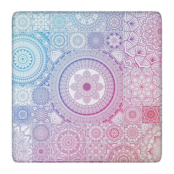 Decorative floral pattern elastic table cover, perfect for 36 inch indoor outdoor patio and kitchen tables