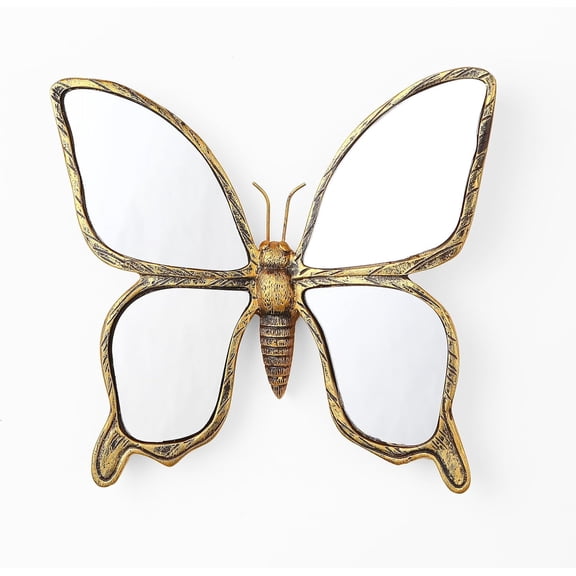 Decorative gold Butterfly Mirrors - Gold Resin and Glass Wall Decor, Perfect for Victorian and European Themed Homes