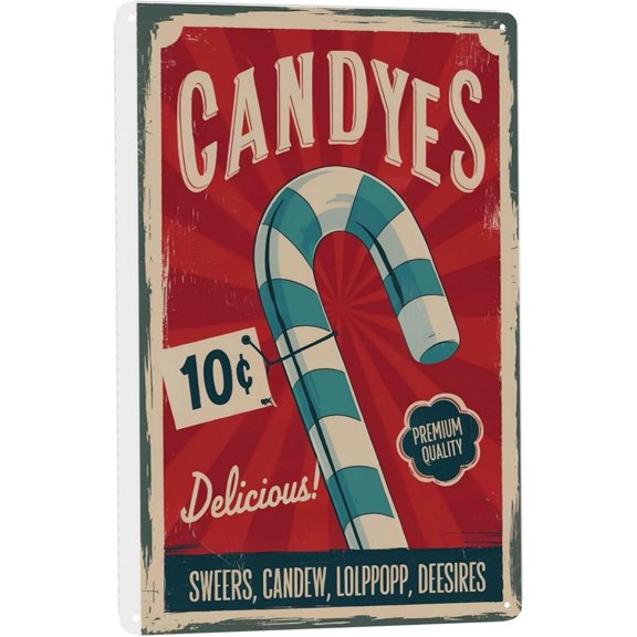 Decorative quote wall art featuring Candies Sweets Lollipops Desserts Metal Tin Sign Candy Store Kitchen Bakery Kids Room Decor Perfect For Hanging Rustic 8x12 inch metal sign for home office wall