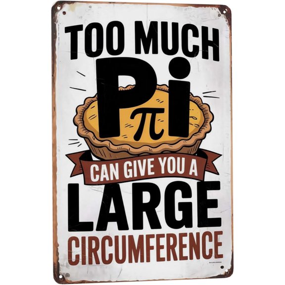 Decorative quote wall art featuring Too Much Pi Give Large Circumference Metal Tin Sign Math Decor Perfect For Hanging In Classrooms Offices Libraries With 8x12 inch metal sign for kitchen wall