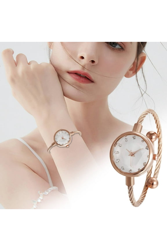 Decorative stones,Women Analog Quartz Watch Rose Gold With Glitter Bracelet Quartz Wristwatch For Female Student