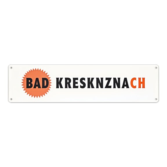 Decorative tin 16*4 "BAD KRESKNZNACH" off-white red circle logo rustproof anti-smudge