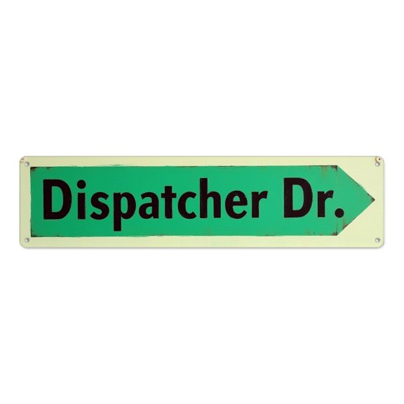 Decorative tin 16*4 "Dispatcher Dr." green directional arrow rustproof UV sealed
