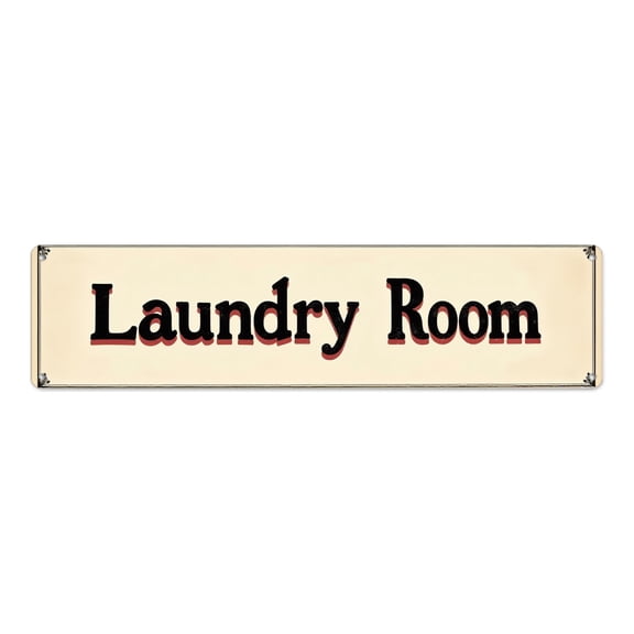 Decorative tin 16*4 "Laundry Room" vintage off-white UV sealed rustproof