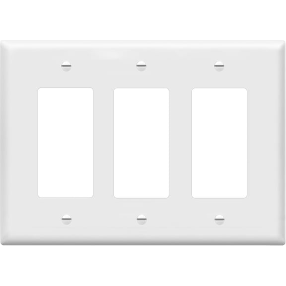 Decorator Light Switch or Receptacle Outlet Wall Plate, Mid-Size 3-Gang 4.88" x 6.77", Polycarbonate Thermoplastic, UL Listed, 8833M-W, White