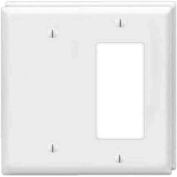 Decorator Rocker/Blank Wall Plates 2-Gang Switch Outlet Electrical Cover Plate Unbreakable Thermoplastic Faceplate for Light Receptacle Outlet Switch, White (2 Pack)$$Tools