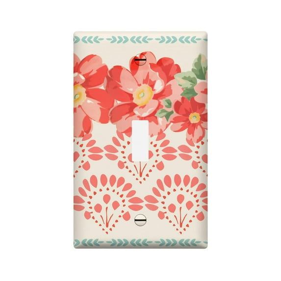 Decorator Switch or Receptacle Pioneer Floral Outlet Wall Plate,Size 1-Gang 2.8" x 4.5”, Polycarbonate Thermoplastic Electrical Switchplate Home Decor for Kitchen Living Room Bedroom Decorate