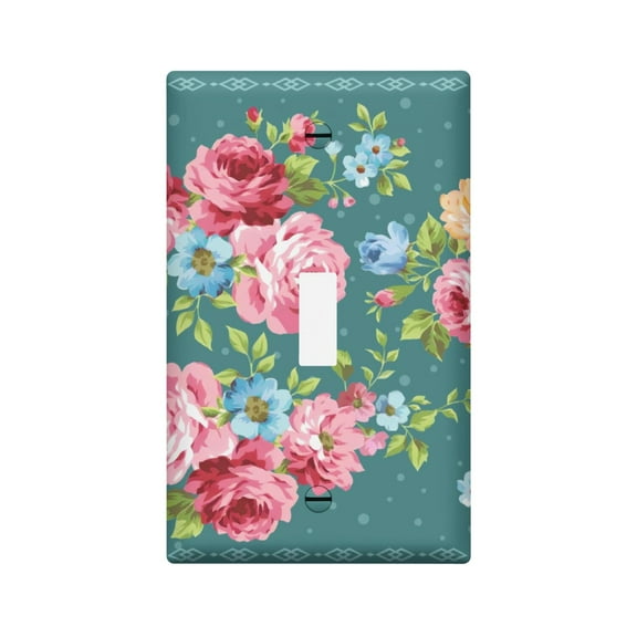 Decorator Switch or Receptacle Pioneer Floral Outlet Wall Plate,Size 1-Gang 2.8" x 4.5”, Polycarbonate Thermoplastic Electrical Switchplate Home Decor for Kitchen Living Room Bedroom Decorate
