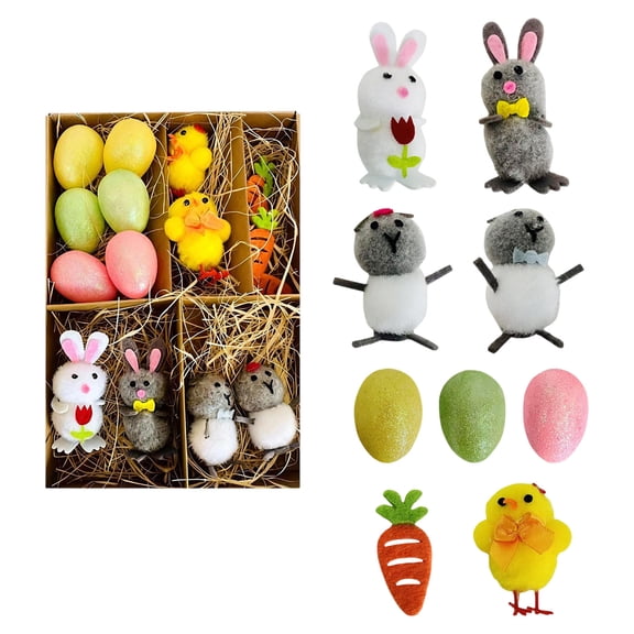 DecorbyEaster Eggs Decorations Small Easter For Shatterproof Colorful With Bunny Rabbit Carrot And For Home Party Outdoor Garden Easter & Ramadan Home Desktop Ornament Decor Khaki 21x15cm