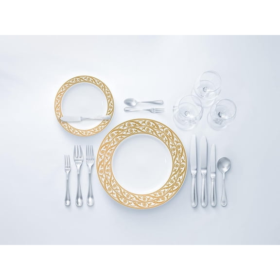 Decore Collection Tableware Set of 40 White Party Plates w/ Gold Paisley Swirls