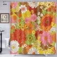thumbnail image 1 of Decoreagy Extra Long Shower Curtain 72x78 inch Length, Orange Yellow Pink   Floral Shower Curtain Set for Bathroom, Water Resistant Polyester Fabric Machine Washable, 1 of 14