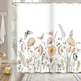 thumbnail image 1 of Decoreagy Extra Long Shower Curtain 84 inch Length, Beige Elegant Chic Floral Botanical Shower Curtain Set for Bathroom, Water Resistant Polyester Fabric Machine Washable, 1 of 14