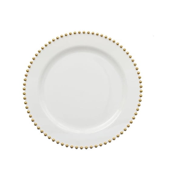 Decorline Beaded Collection White & Gold 7.5" Plstic Salad /Desert Plates, Elegant Design Tableware, Perfect for All Occasions : 120-Plates