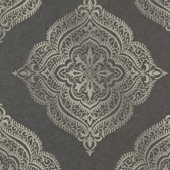 Decorline Capella Charcoal Medallion Wallpaper