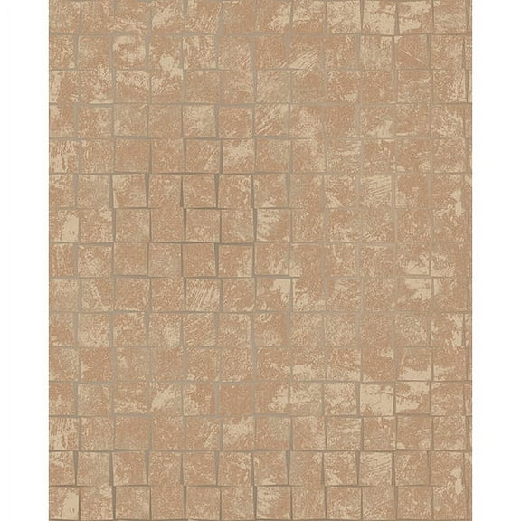 Decorline Cubist Copper Geometric Wallpaper, 20.5-in by 33-ft, 56.4 sq. ft