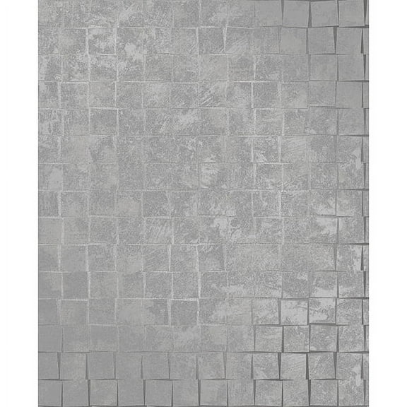 Decorline Cubist Silver Geometric Wallpaper, 20.5-in by 33-ft, 56.4 sq. ft
