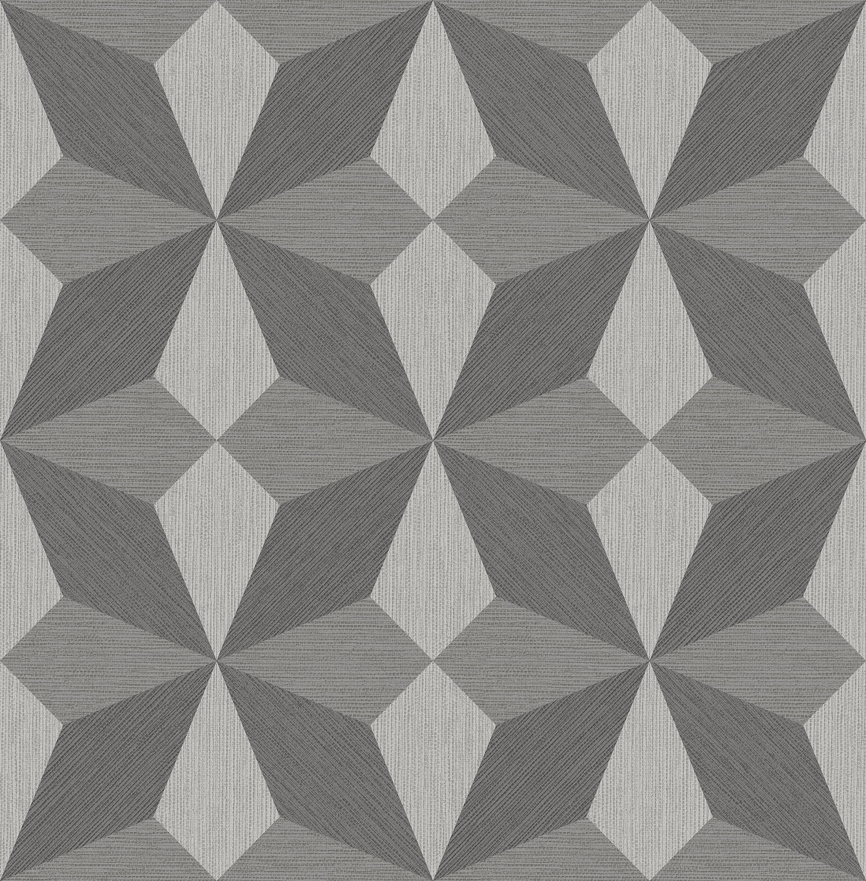 Decorline Valiant Grey Faux Grasscloth Mosaic Wallpaper
