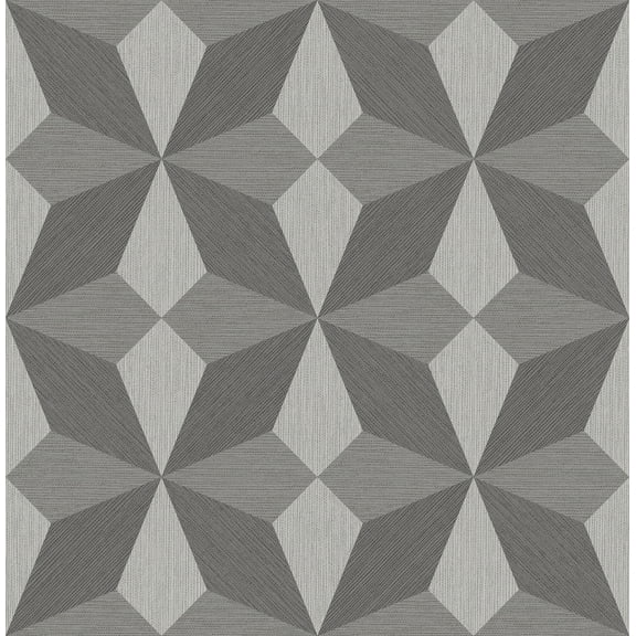 Decorline Valiant Grey Faux Grasscloth Mosaic Wallpaper