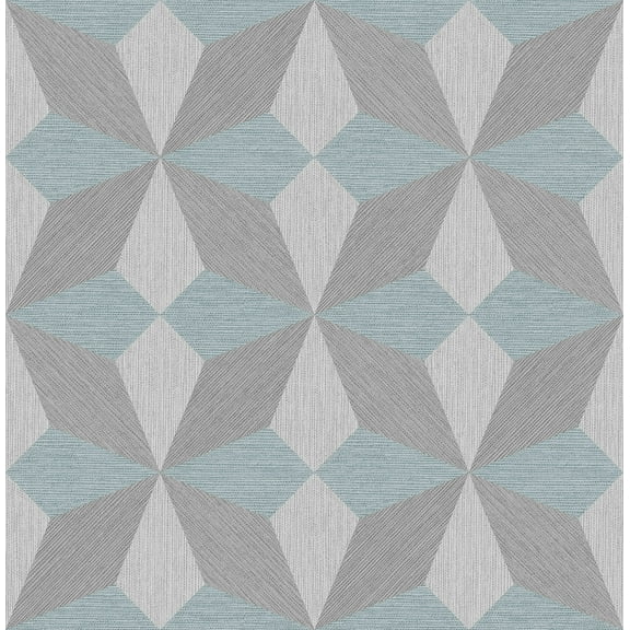 Decorline Valiant Light Blue Faux Grasscloth Mosaic Wallpaper