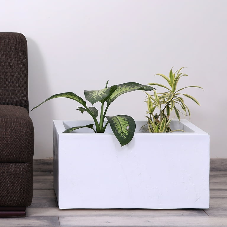 Decorlives Fiberglass Large Rectangle Shape Decortive Planter For Indoor  Outdoor- Plant Pot For Balcony, Patio, Lawn
