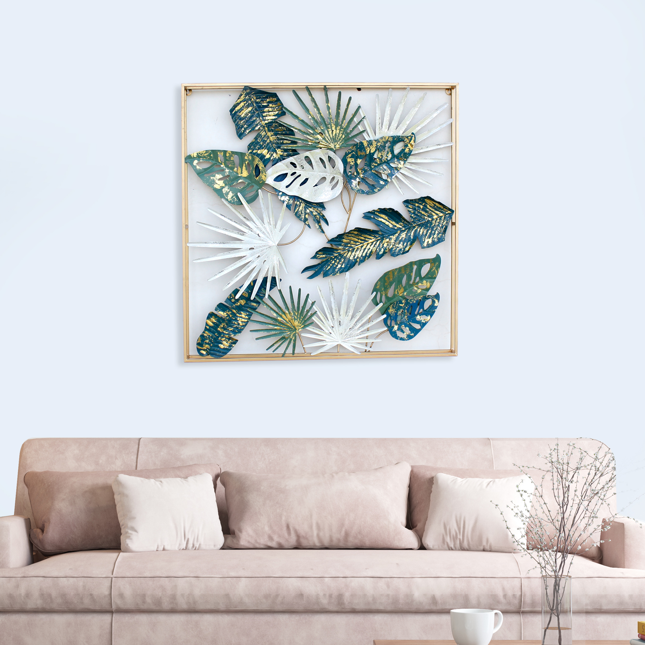 Pemberly Row Multicolor Distressed Flower Metal Wall Sculpture