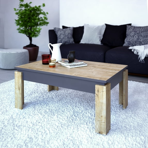 Decorotika Manhattan 35" Rectangle Engineered Wood Coffee Table, Oak