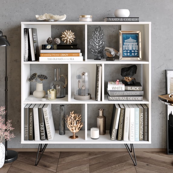 Decorotika Mistico White Melamine Coated Bookcase with 7 Shelves