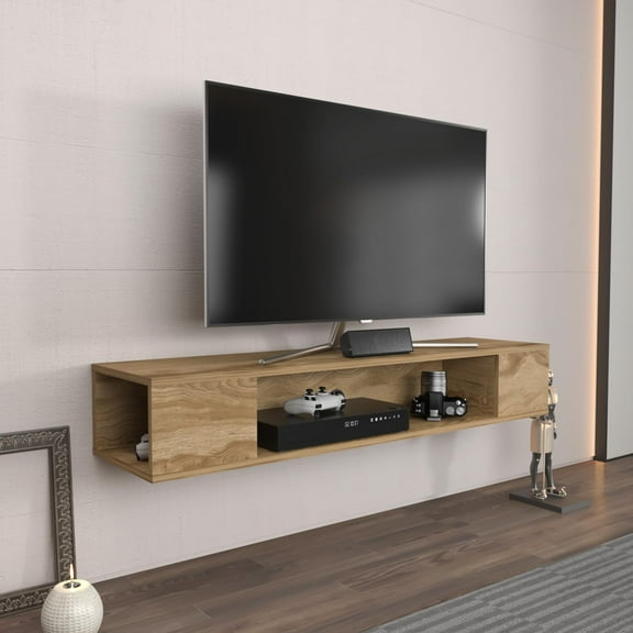 Decorotika Peti Floating Cabinet Wall Mounted TV Stand Media Console Shelf (Oud Oak)