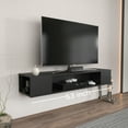 thumbnail image 1 of Decorotika Peti Modern Style Floating Wood TV Stand Floating Display Shelf for Max. 65" TV Secreen Size, Black Veneer Color, 1 of 11