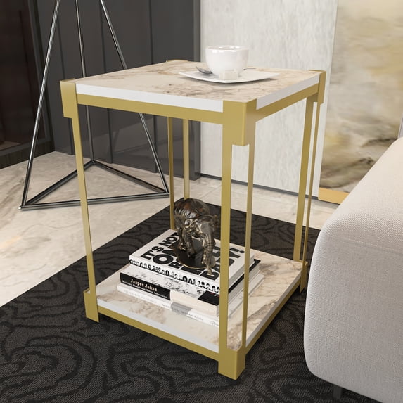 Decorotika Zenas 15" Wide Square Side End Table - Ephesus Gold