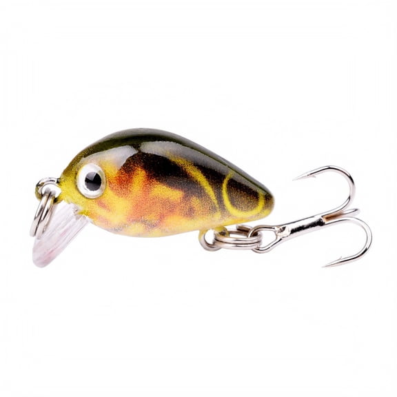 Decorr 1 PC Mini Crankbait Fishing Lures, 1.18" Tiny Hard Artificial Bait, Lifelike 3D Eyes Small Crank Bait with Treble Hook, Multi‑Color for Freshwater Bass, Crappie, Trout Fishing