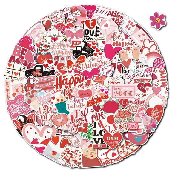 Decorr 100Pc Valentine'S Day Themed Stickers - Waterproof, Removable, Reusable Valentine‘s Day Decals for Water Bottles, Laptops, Scrapbooks, Diaries - Ideal Gifts for Couples & Party Favors