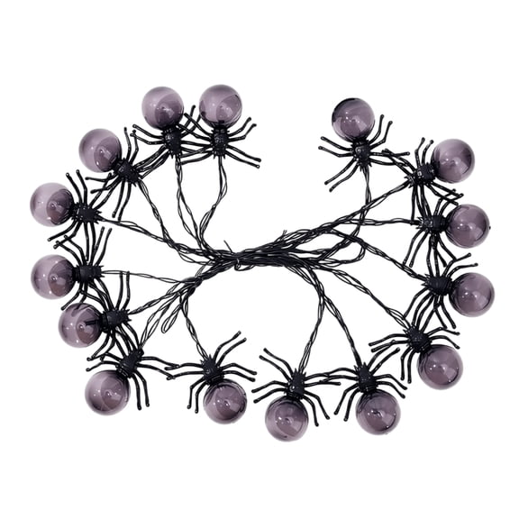 Decorr 118" Halloween Spider LED String Lights, Purple Spider Globe Halloween String Lights with 20 Bulbs, Battery Operated Fairy Lights, Halloween Decorations for Front Door Yard Mantel Indoor