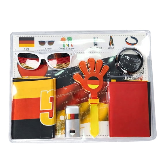 Decorr 2026 World Cup Fan Cheering Kit, Multi-National Flag Themed Game Day Accessories Set with Sunglasses, Hand Clapper, Face Paint & Scarf for Football Matches & World Cup, 14×12"(Germany)