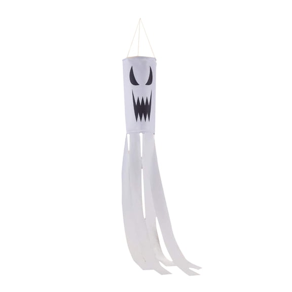 Decorr 15.8 Inch Halloween Ghost Windsock Flag, Waterproof Polyester Hanging Wind Sock Decor, Spooky Ghost Face Windsock for Front Porch Yard Garden Halloween Decorations Outdoor