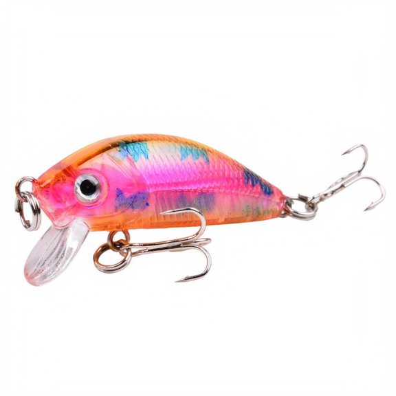 Aximioll 1PC Rocking Crankbait Minnow Fishing Lures,1.97" Hard Plastic Artificial Bionic Bait, Lifelike 3D Eyes Hard Lure with Treble Hooks, Multi‑Color for Freshwater Bass, Crappie, Trout Fishing