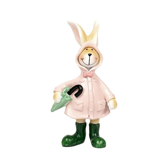 Decorr 1Pc Easter Bunny Resin Figurines with Outfits, Cartoon Animal Ornaments for Living Room Desk Decor, Outdoor Garden Kindergarten Scenic Area Spring Decoration, Festive Gift Collection