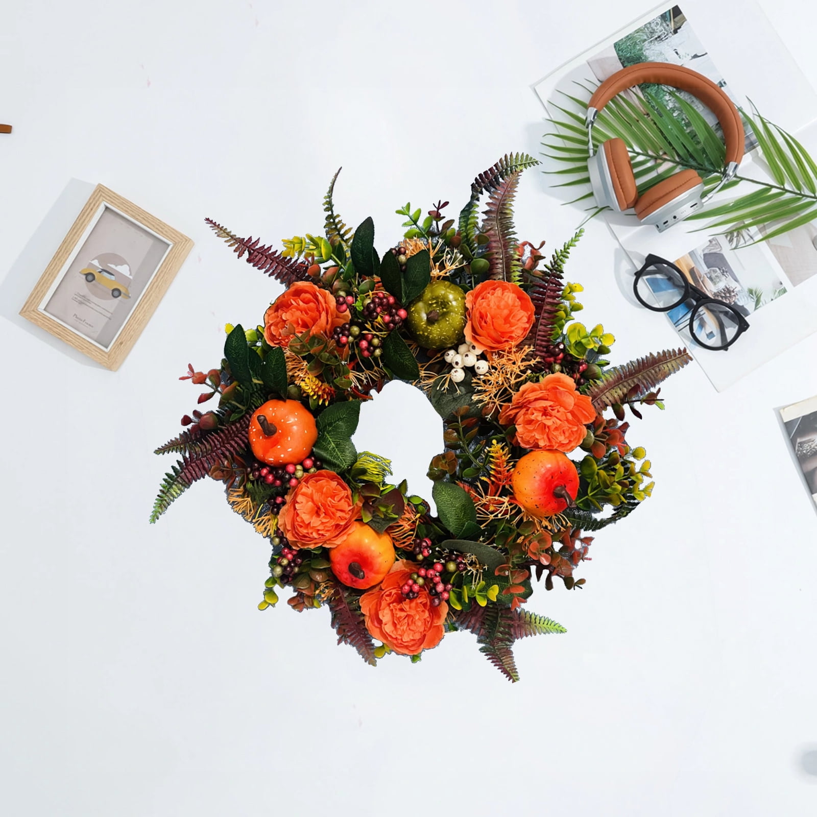 Decorr 2025 Fall Wreaths for Front Door Indoor Outdoor Fall Wreath with ...