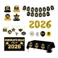thumbnail image 1 of Decorr 2026 Graduation Party Decorations, 7-Pack Black & Gold Congrats Grad Set with Banner, Balloons, Tablecloth, Honeycomb Centerpieces & Swirls for Class of 2026 Grad Party Supplies, 1 of 8