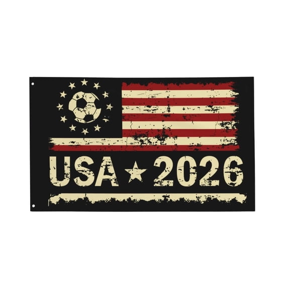 Decorr 2026 World Cup Flag USA Soccer Fan Flag, 5x3 FT USA Soccer Supporter Cheer Banner with Grommets, Decorative Flag for Stadium, Watch Party & Man Cave Decor (Multiple Styles Available)
