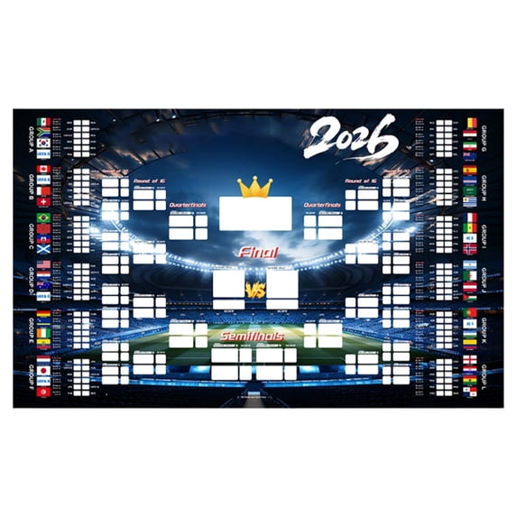 Decorr 2026 World Cup Schedule Poster, Schedule Poster Large Soccer Tournament Bracket Wall Chart Banner, Football Match Schedule Wall Hanging for Fans & Bar Decor (83×59")