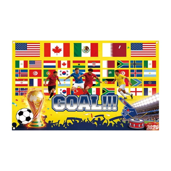 Decorr 2026 World Cup Soccer Themed Backdrop, 8 Styles International National Flags Decor for Watch Parties, Sports Events & Bar Decor, 71×43"