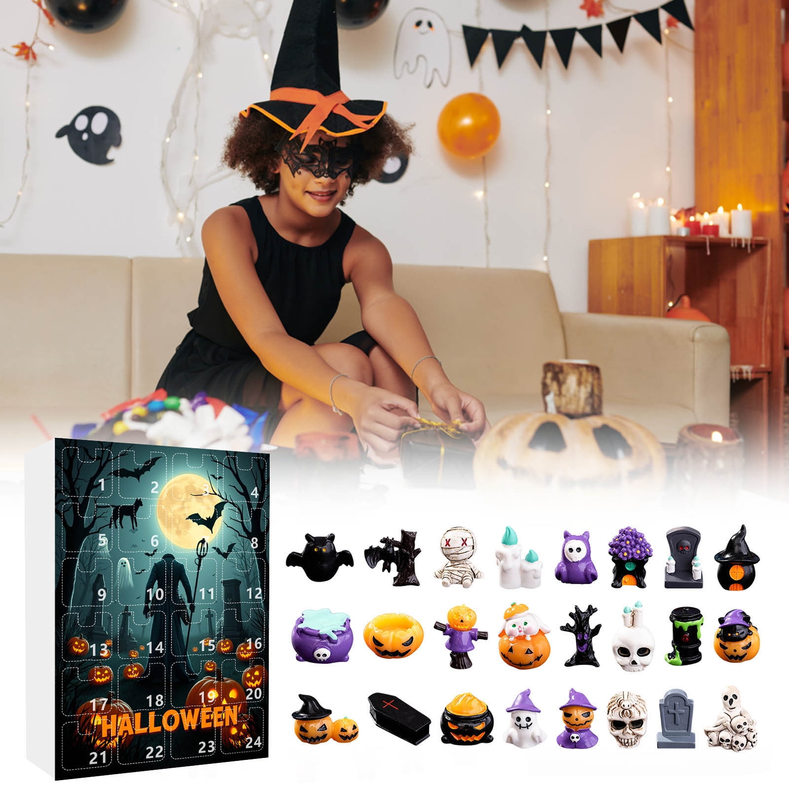 Decorr 24-Day Halloween Advent Countdown Calendar (Resin Material ...