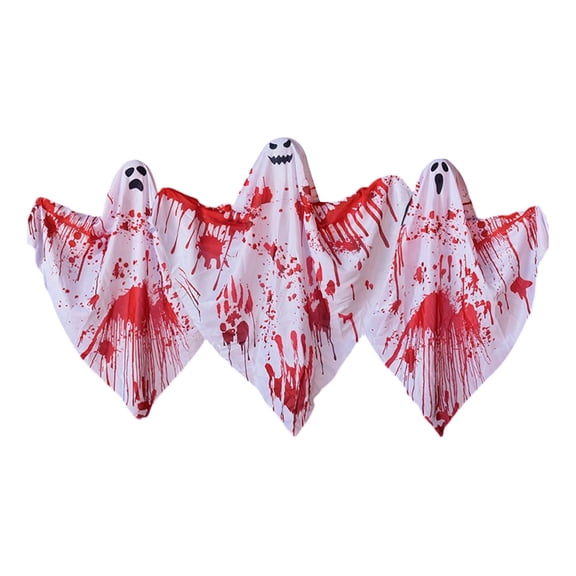Decorr 3 PCS 22.8 "Bloody Splatter Hanging Ghost Decor, Scary Dripping Blood Handprint Ghost Pendant, Halloween Decorations Outdoor for Front Porch Yard Tree Haunted House Escape Room Horror Party
