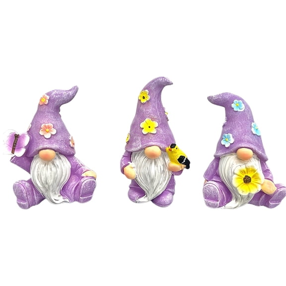 Decorr 3-Piece Hand-Painted Resin Easter Gnomes Set, Cute Garden Patio Decor for Outdoor Indoor Fireplace Mantel Tabletop, Spring Holiday Statues Gift for Family
