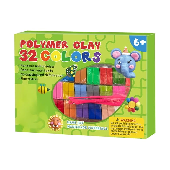 Decorr 32 Colors Polymer Clay Kit, Air Dry Modeling Clay for Kids, Non-Toxic Oven Bake Clay with Tools, DIY Craft Clay Set for Beginners, Art & Craft Supplies for Kids 6+