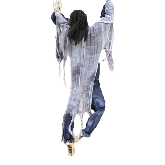 Decorr 57" Climbing Zombie Ghost Halloween Decor, Faceless Wall Window Crawler Ghost Prop, Tattered Gauze Scary Skeleton Ghost for Haunted House Bar Yard Halloween Decorations Outdoor (Black)