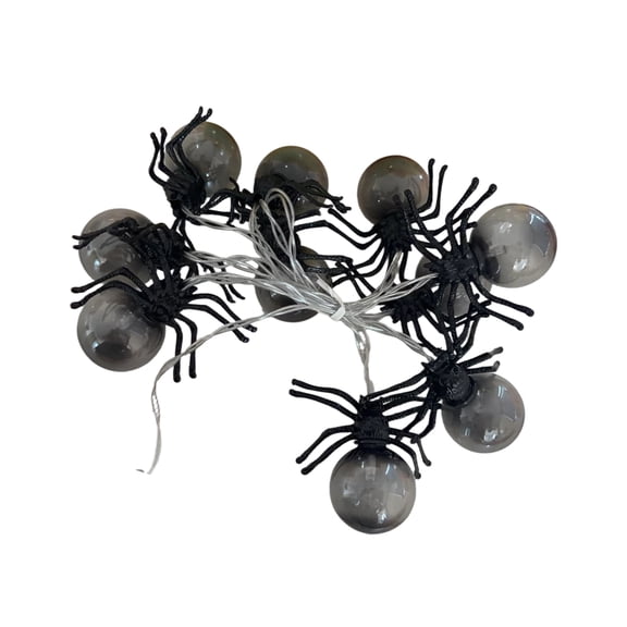 Decorr 59" Halloween Spider LED String Lights, Black Spider Globe Halloween String Lights with 10 Bulbs, Battery Operated Fairy Lights, Halloween Decorations for Front Door Yard Mantel Indoor