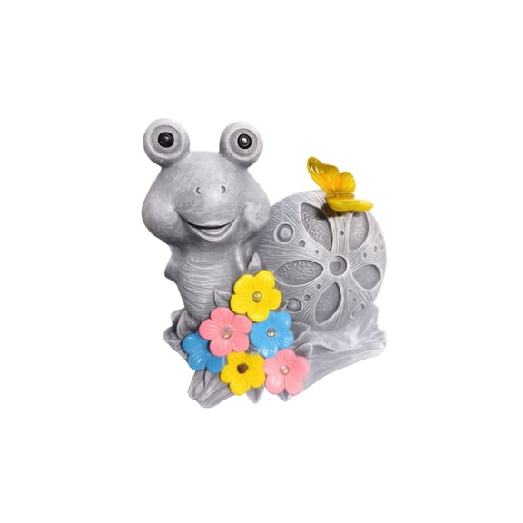 Decorr 6.69 Inch Solar Resin Snail Garden Statue, Waterproof Colorful Flower Butterfly Solar Light Figurine, Auto On Off Outdoor Yard Patio Lawn Landscape Decor