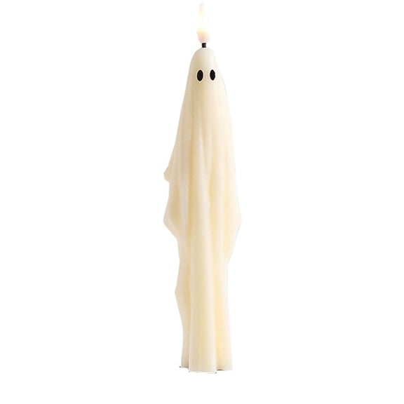 Decorr 6.7" Halloween Ghost Flameless Candle, Spooky Ghost Shaped LED Candle, Battery Operated Halloween Decorations for Table, Mantel, Party